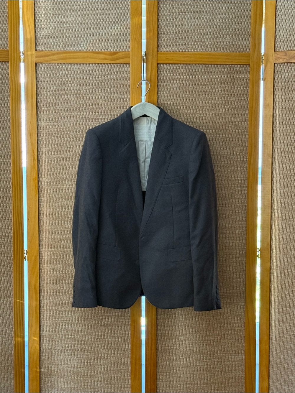 Men's Classic Charcoal Wool Blazer - Tailored Formal Jacket